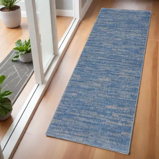 Blue And Gray Indoor Outdoor Runner Rug Photo 2