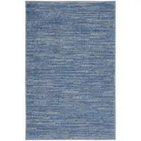 Photo of 2' X 4' Blue And Grey Striped Non Skid Indoor Outdoor Runner Rug
