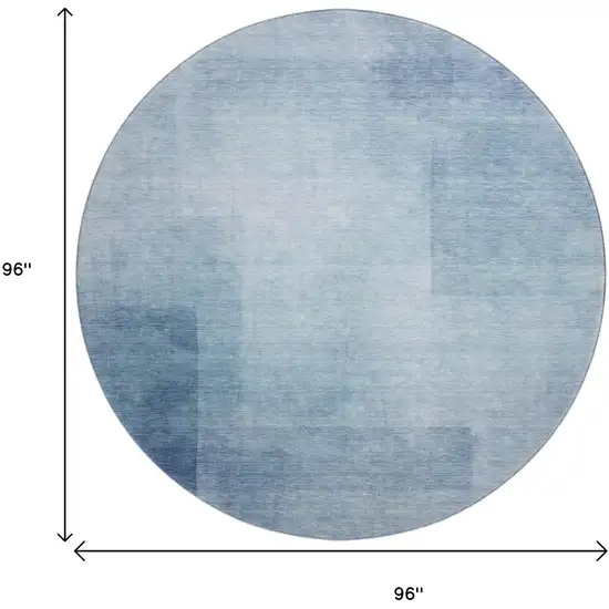 8' X 8' Blue And Ivory Geometric Washable Round Rug With UV Protection Photo 9