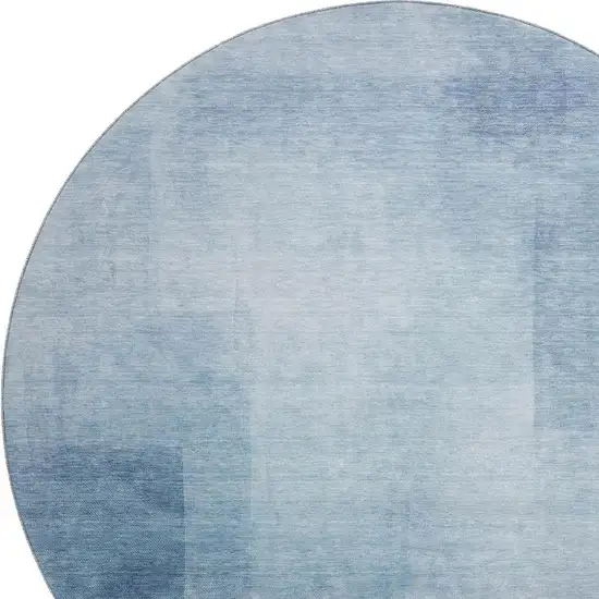 8' X 8' Blue And Ivory Geometric Washable Round Rug With UV Protection Photo 2