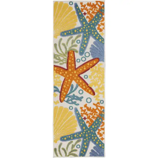 2' X 8' Blue And Orange Animal Print Non Skid Indoor Outdoor Runner Rug Photo 1