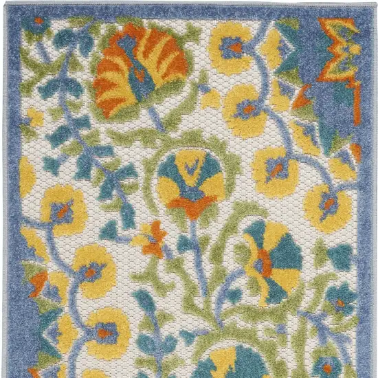 2' X 8' Blue And Orange Toile Non Skid Indoor Outdoor Runner Rug Photo 4