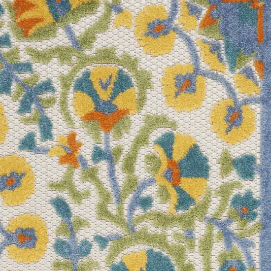 2' X 8' Blue And Orange Toile Non Skid Indoor Outdoor Runner Rug Photo 3
