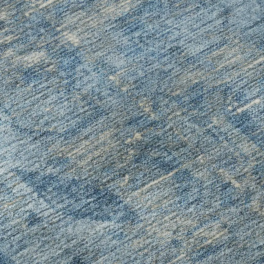 8' X 8' Blue And Silver Oriental Washable Round Rug With UV Protection Photo 8