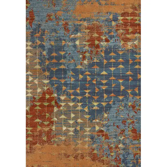 3'X5' Blue Coral Machine Woven Abstract Triangular Strings Indoor Area Rug Photo 1