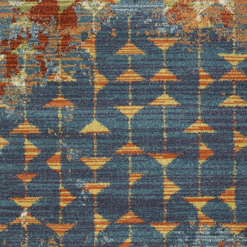 3'X5' Blue Coral Machine Woven Abstract Triangular Strings Indoor Area Rug Photo 2