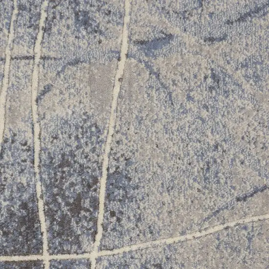 5' X 8' Blue Floral Power Loom Area Rug Photo 1