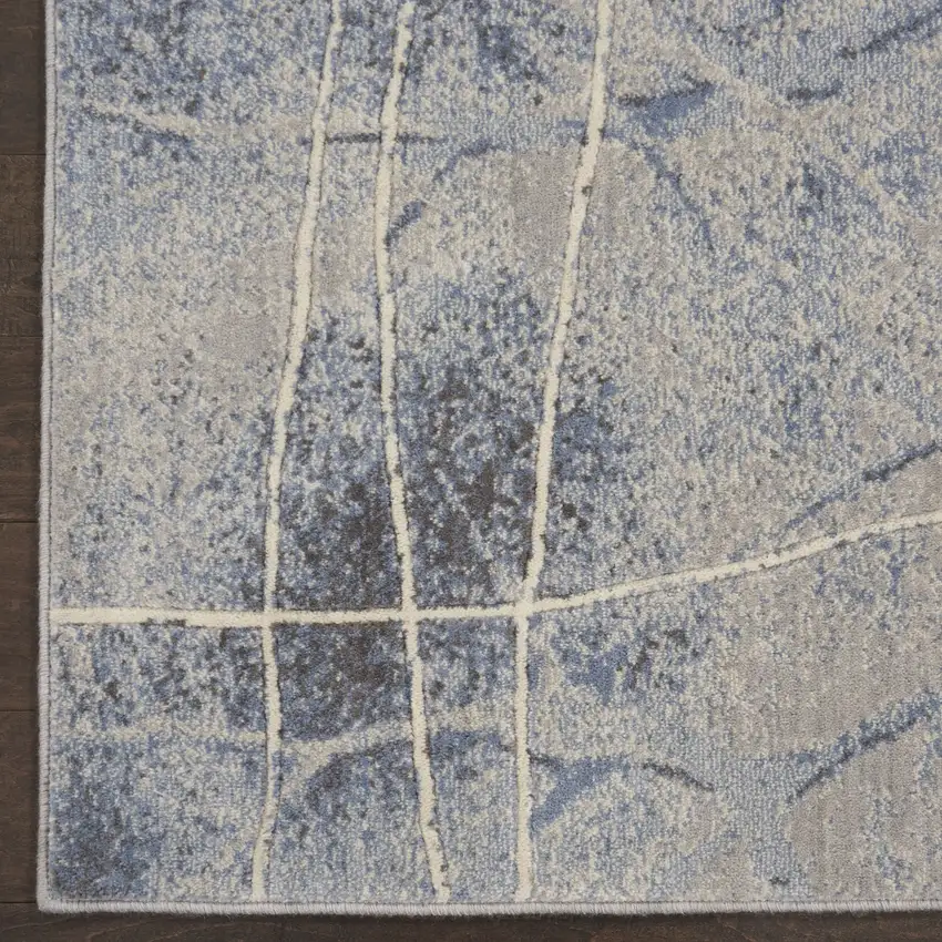 5' X 8' Blue Floral Power Loom Area Rug Photo 7