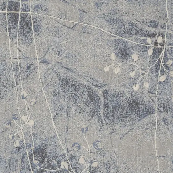 5' X 8' Blue Floral Power Loom Area Rug Photo 3