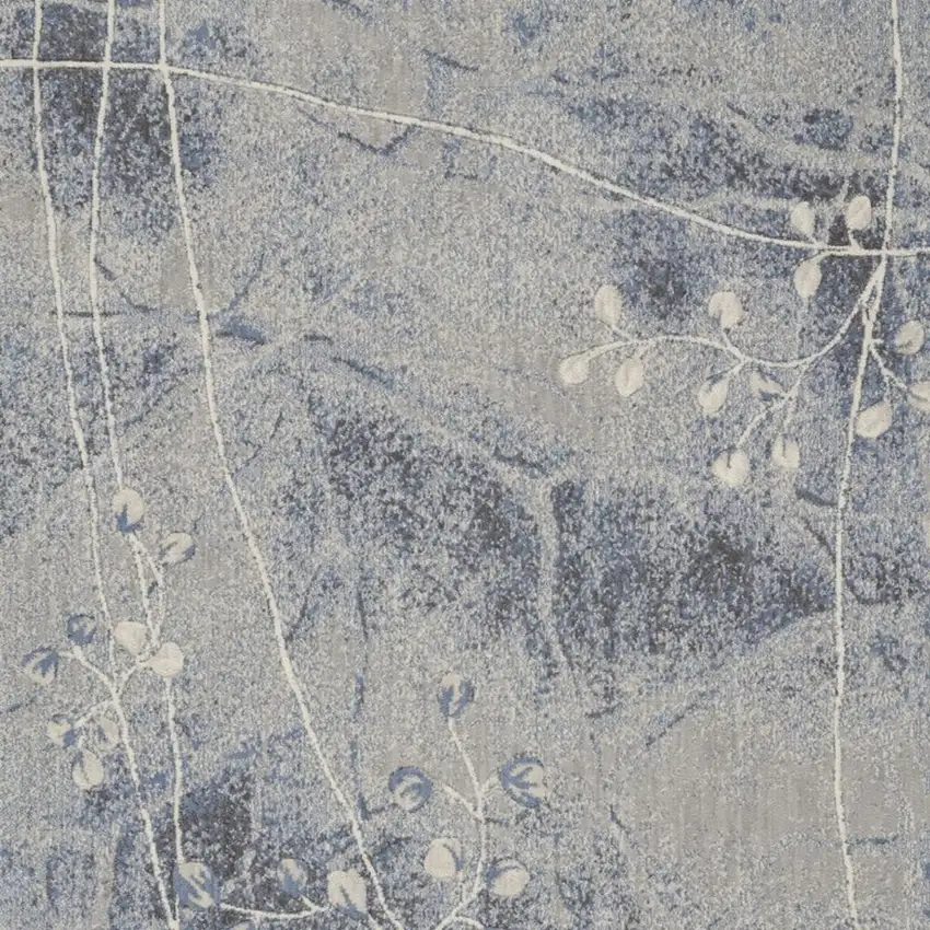 5' X 8' Blue Floral Power Loom Area Rug Photo 3
