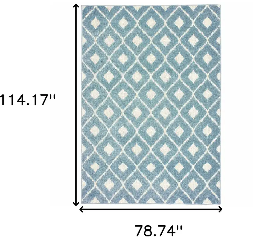 6' X 9' Blue Geometric Stain Resistant Indoor Outdoor Area Rug Photo 5