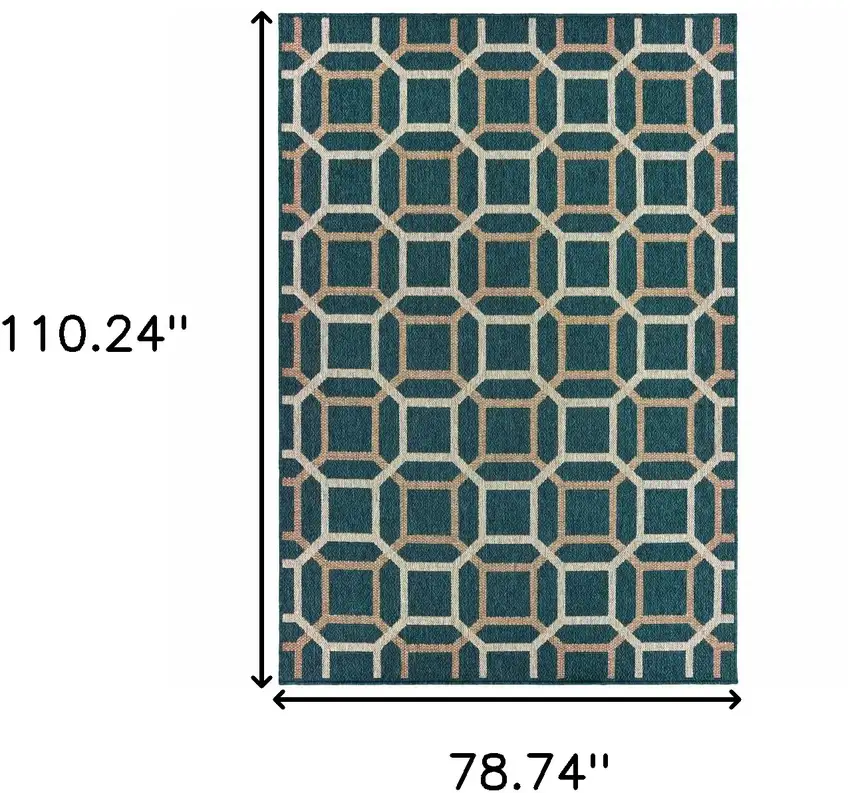 6' X 9' Blue Geometric Stain Resistant Indoor Outdoor Area Rug Photo 5