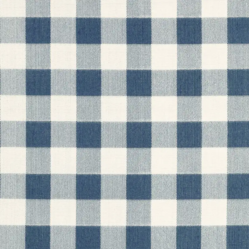 Blue and Ivory Geometric Stain Resistant Indoor Outdoor Area Rug Photo 4