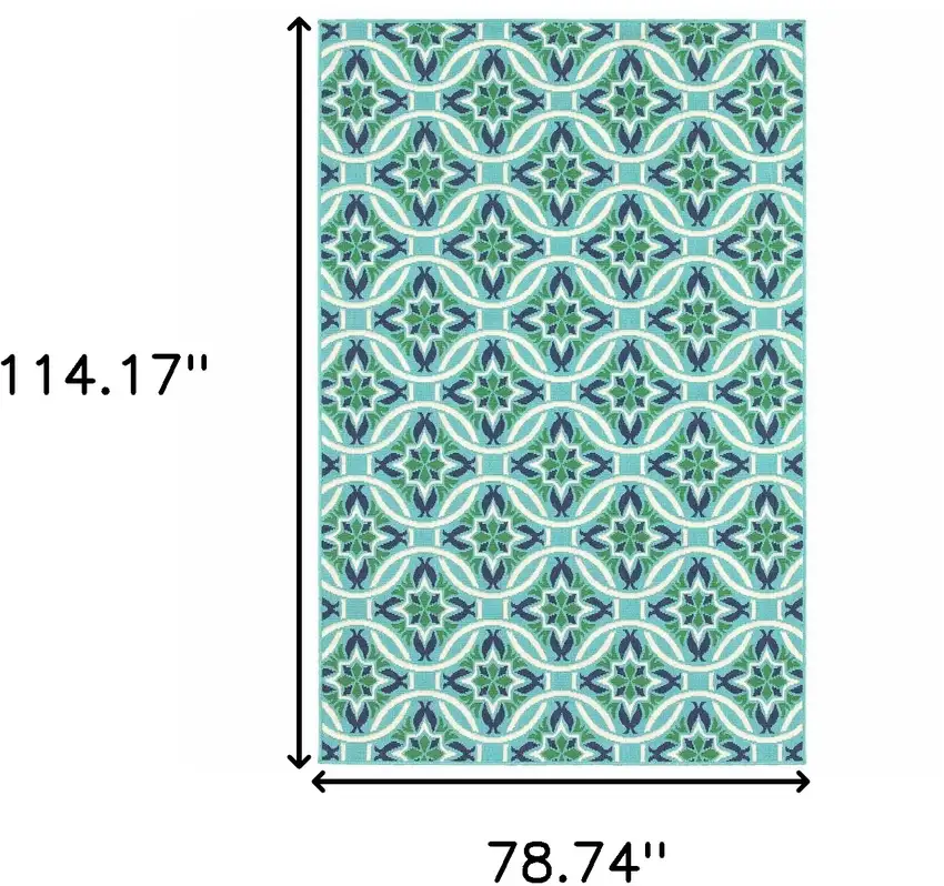 6' X 9' Blue Geometric Stain Resistant Indoor Outdoor Area Rug Photo 10