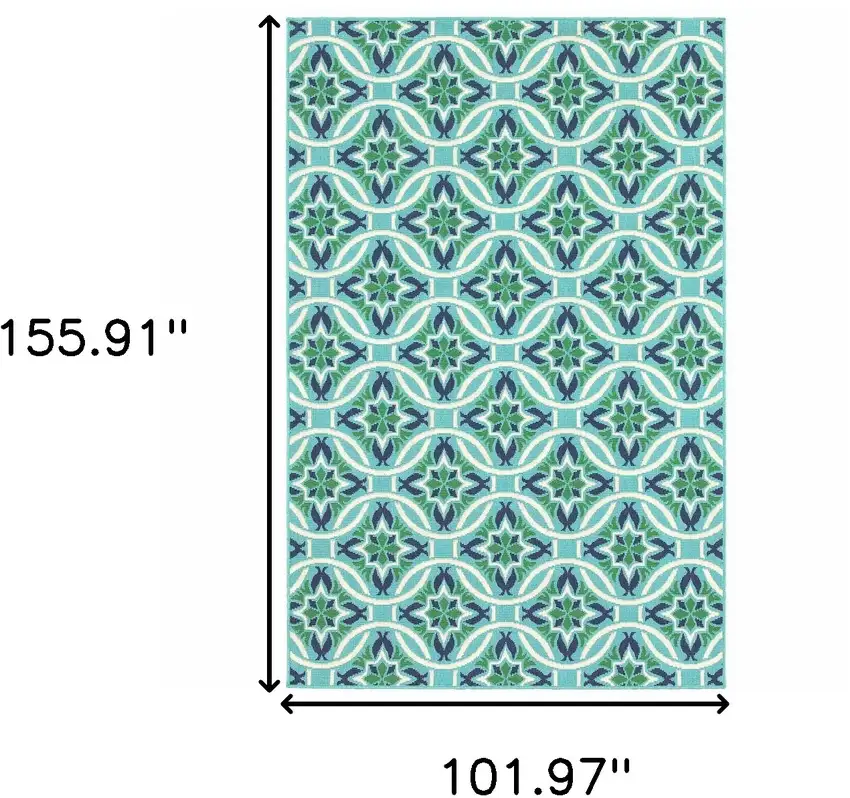 9' X 13' Blue Geometric Stain Resistant Indoor Outdoor Area Rug Photo 10