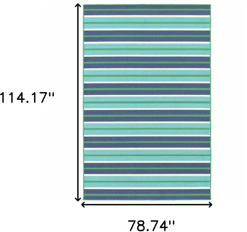 Blue and Green Geometric Stain Resistant Indoor Outdoor Area Rug Photo 3