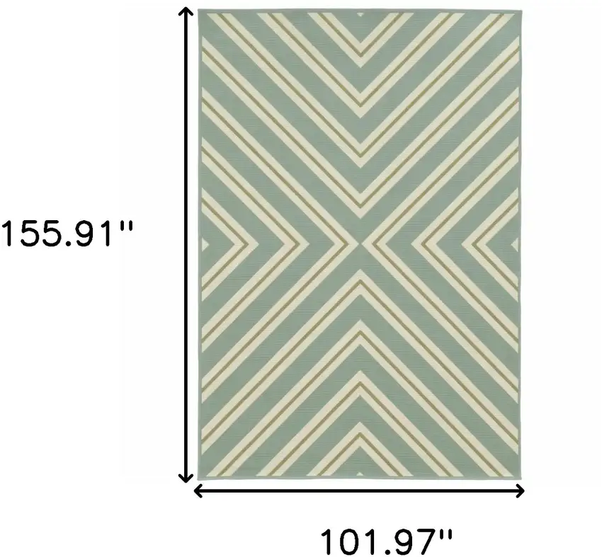 9' X 13' Blue Geometric Stain Resistant Indoor Outdoor Area Rug Photo 5