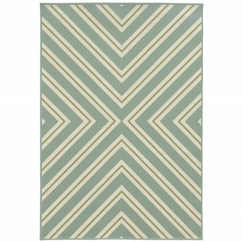 9' X 13' Blue Geometric Stain Resistant Indoor Outdoor Area Rug Photo 1