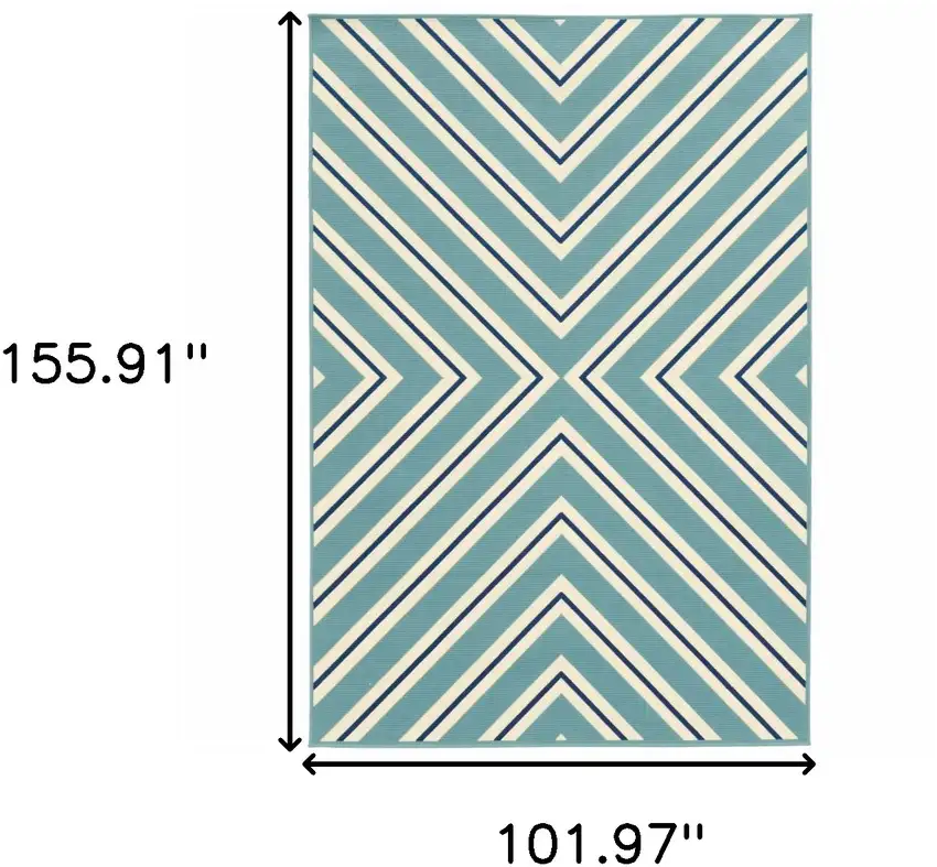 9' X 13' Blue Geometric Stain Resistant Indoor Outdoor Area Rug Photo 5