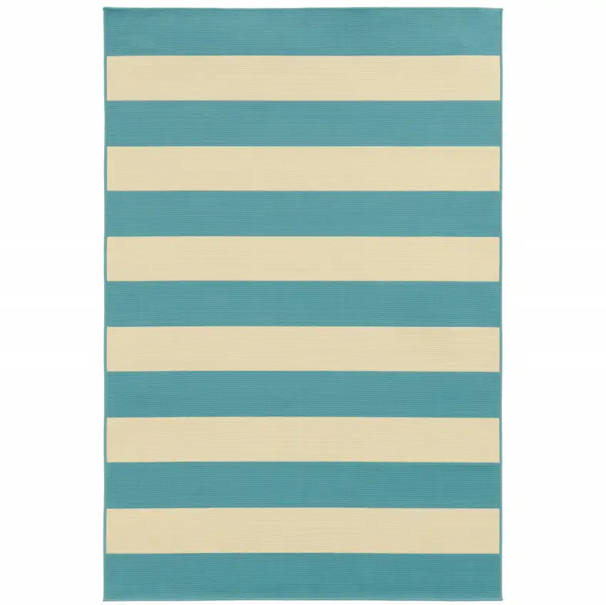 9' X 13' Blue Geometric Stain Resistant Indoor Outdoor Area Rug Photo 1