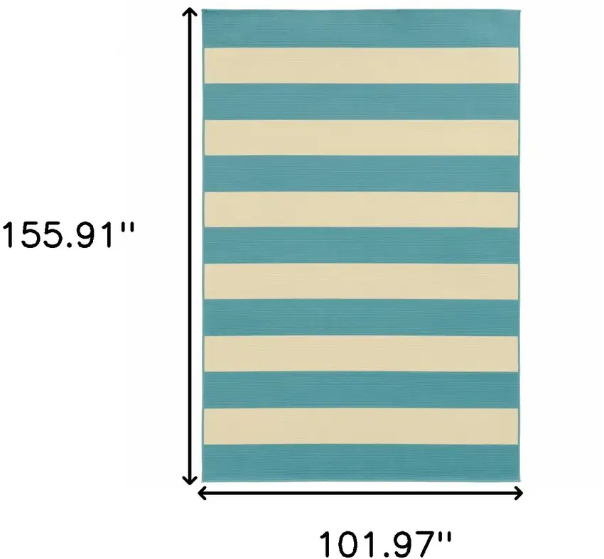 9' X 13' Blue Geometric Stain Resistant Indoor Outdoor Area Rug Photo 5