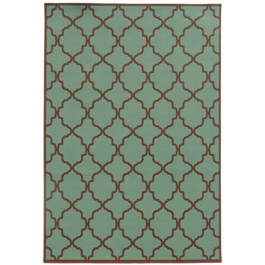 9' X 13' Blue Geometric Stain Resistant Indoor Outdoor Area Rug Photo 1