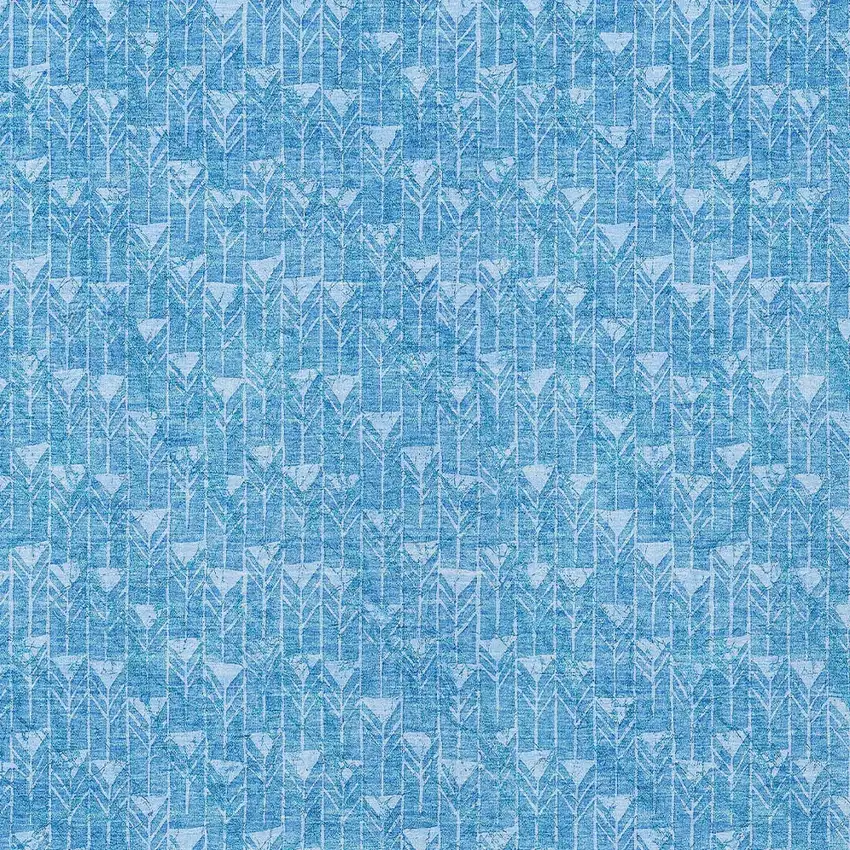 Blue Geometric Washable Non Skid Indoor Outdoor Area Rug Photo 5