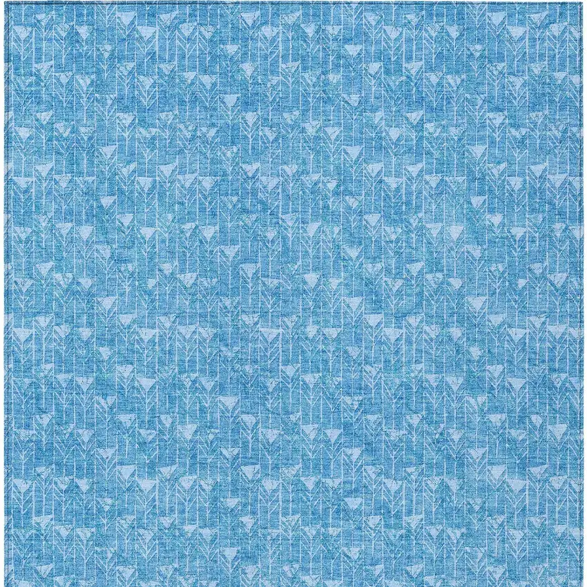 3' X 5' Blue Geometric Washable Non Skid Indoor Outdoor Area Rug Photo 6