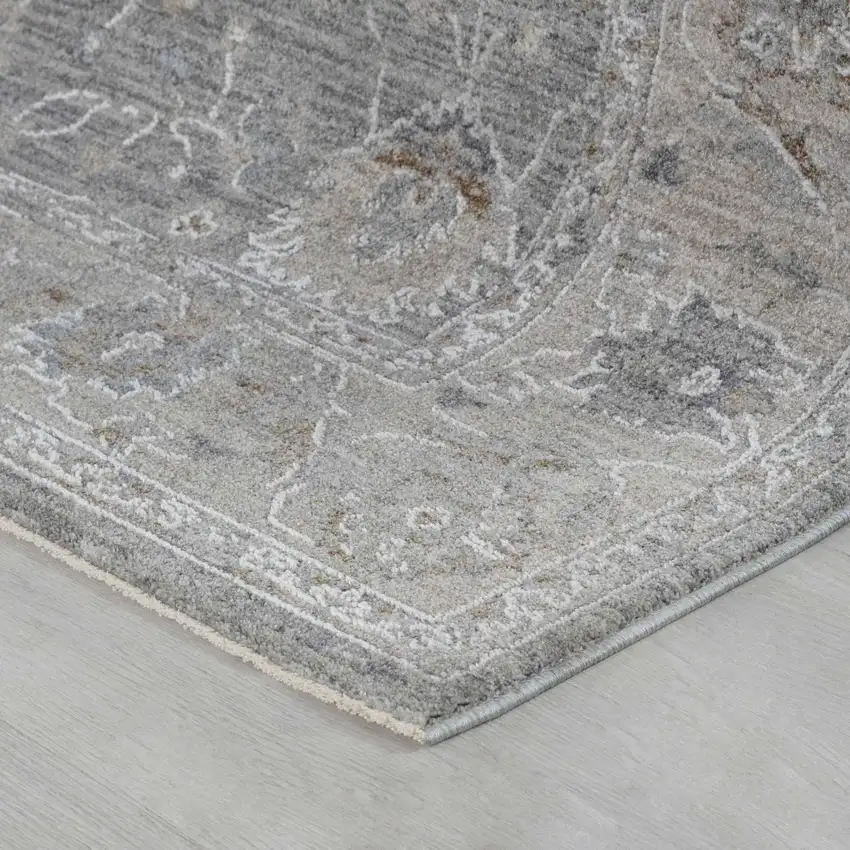 Blue Gray Southwestern Floral Stain Resistant Area Rug Photo 5