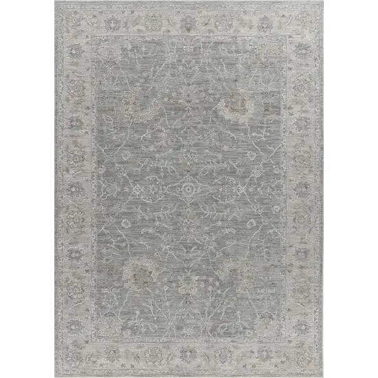 Blue Gray Southwestern Floral Stain Resistant Area Rug Photo 2