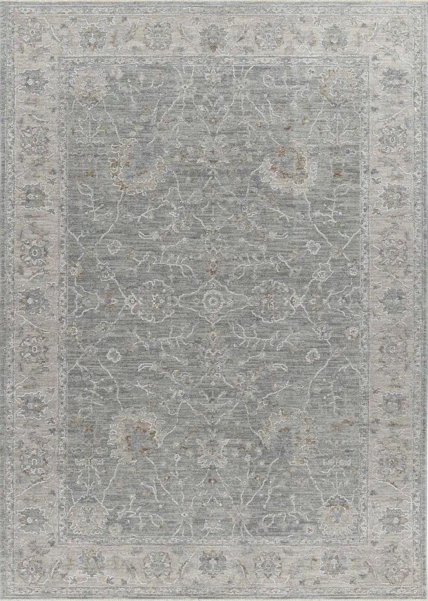 Blue Gray Southwestern Floral Stain Resistant Area Rug Photo 2