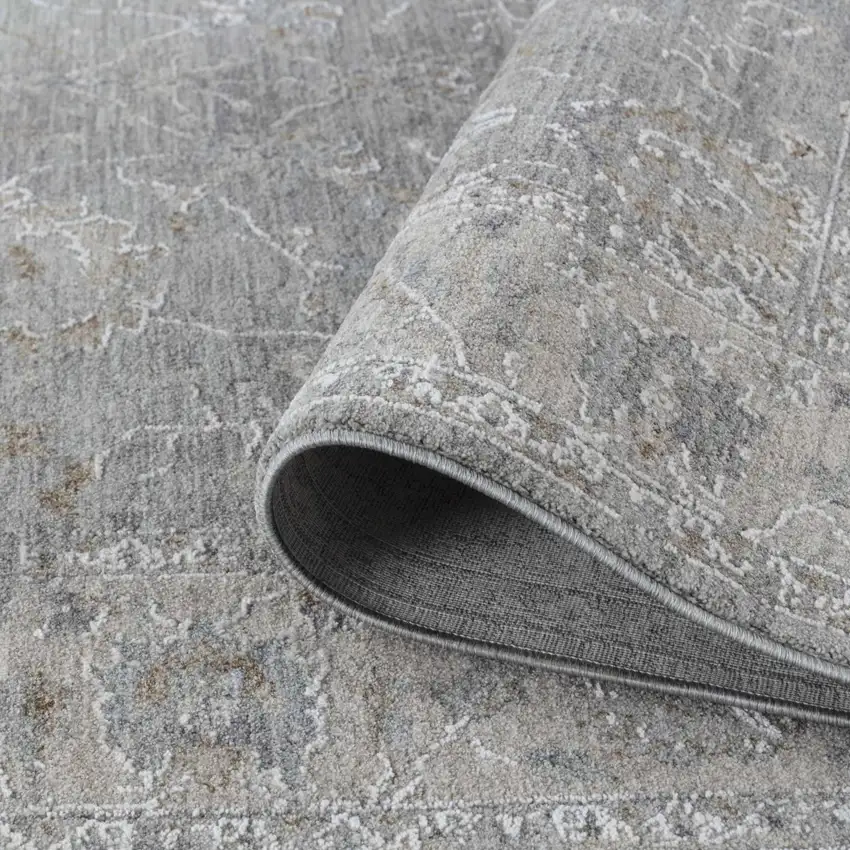 Blue Gray Southwestern Floral Stain Resistant Area Rug Photo 4