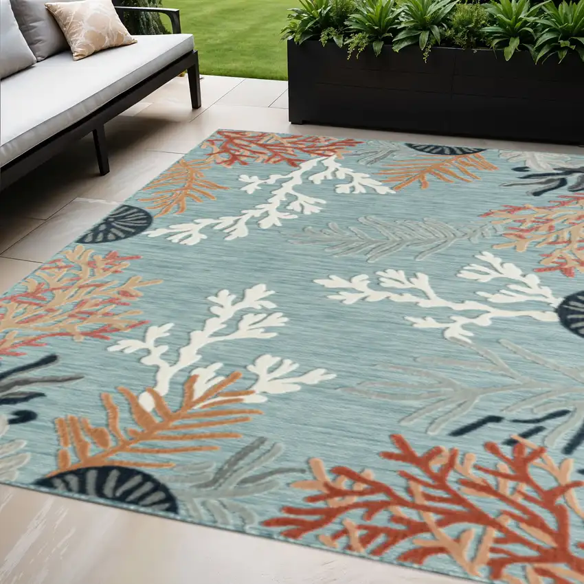 Blue And White Indoor Outdoor Area Rug Photo 2