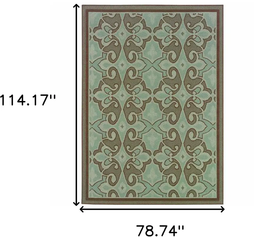 6' X 9' Blue Oriental Stain Resistant Indoor Outdoor Area Rug Photo 5