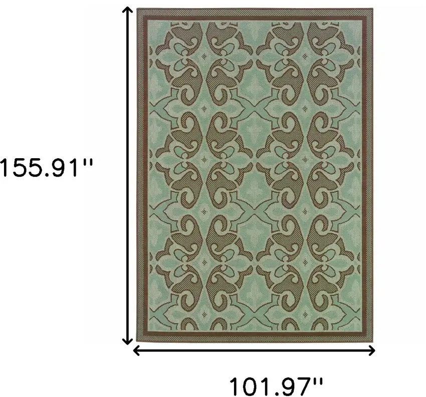 9' X 13' Blue Oriental Stain Resistant Indoor Outdoor Area Rug Photo 5