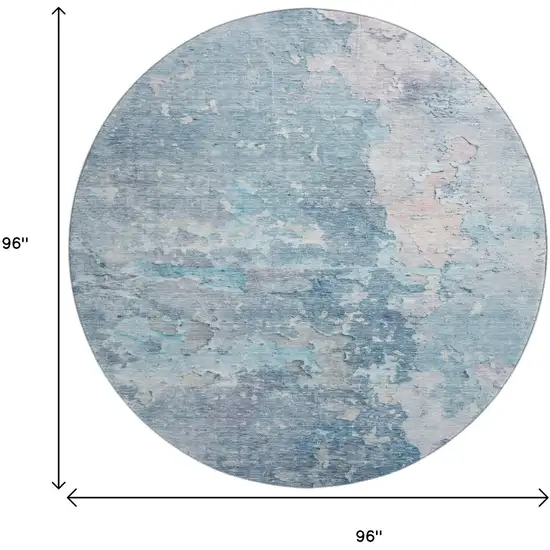 8' X 8' Blue Pink And Gray Abstract Washable Round Rug With UV Protection Photo 9