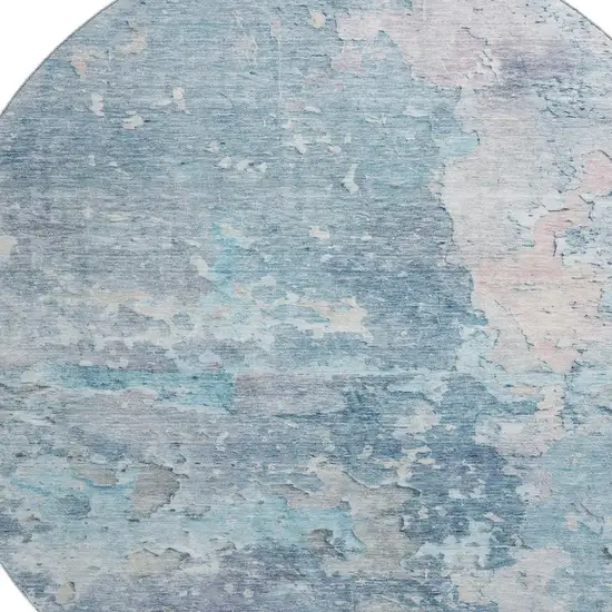 8' X 8' Blue Pink And Gray Abstract Washable Round Rug With UV Protection Photo 2