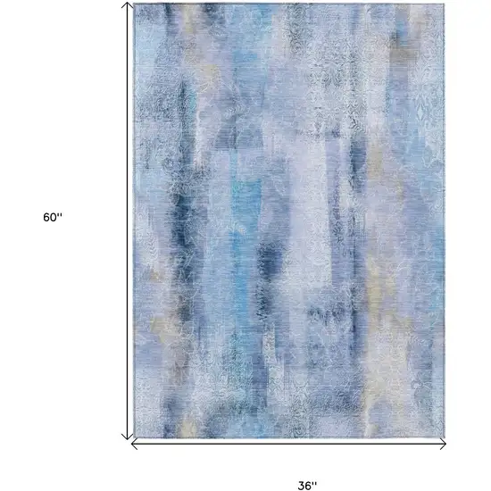 Blue Washable Non Skid Indoor Outdoor Area Rug Photo 6