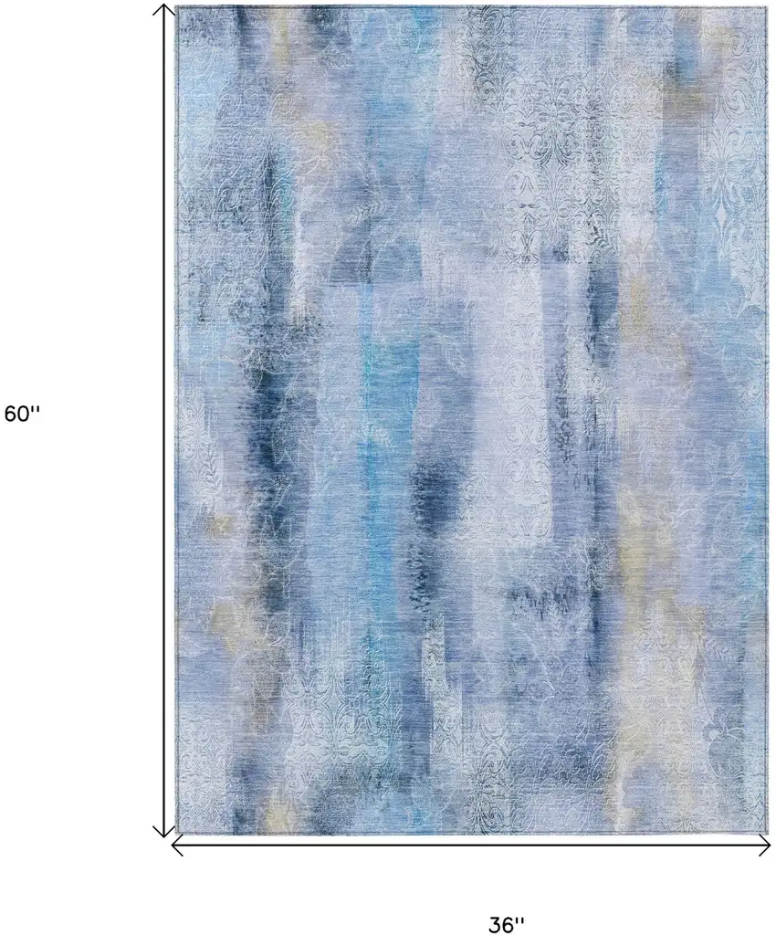 Blue Washable Non Skid Indoor Outdoor Area Rug Photo 6