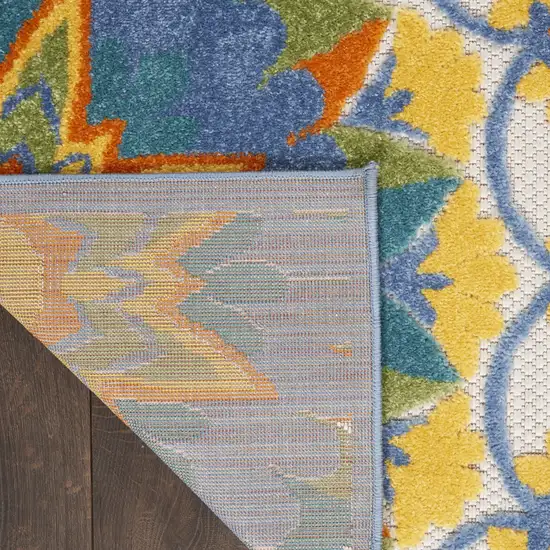 6' Blue And Yellow Indoor Outdoor Runner Rug Photo 8