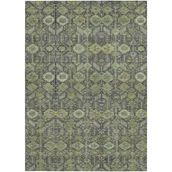 Blue and Green Floral Washable Non Skid Indoor Outdoor Area Rug Photo 3