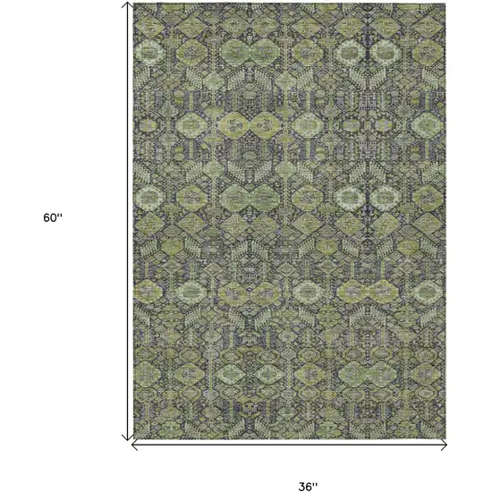 Blue and Green Floral Washable Non Skid Indoor Outdoor Area Rug Photo 8
