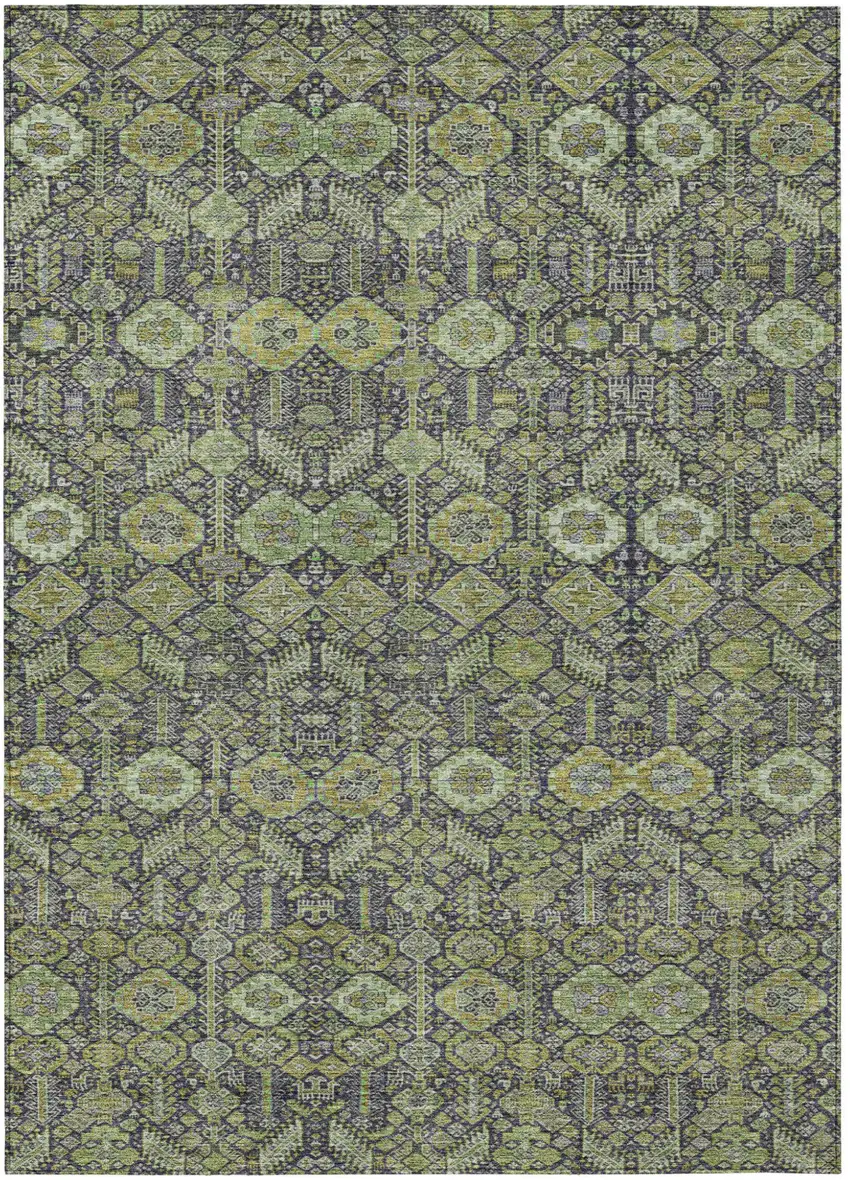 Blue and Green Floral Washable Non Skid Indoor Outdoor Area Rug Photo 2