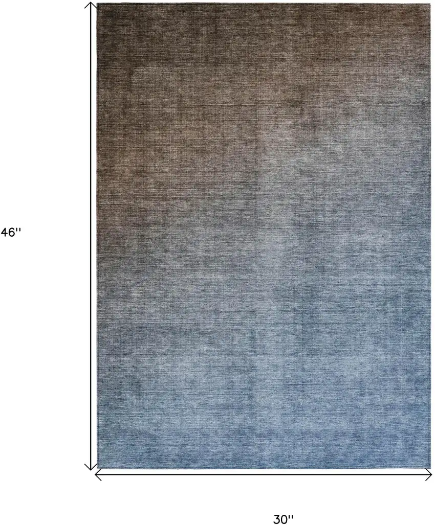 Blue and Green Ombre Washable Non Skid Indoor Outdoor Area Rug Photo 3