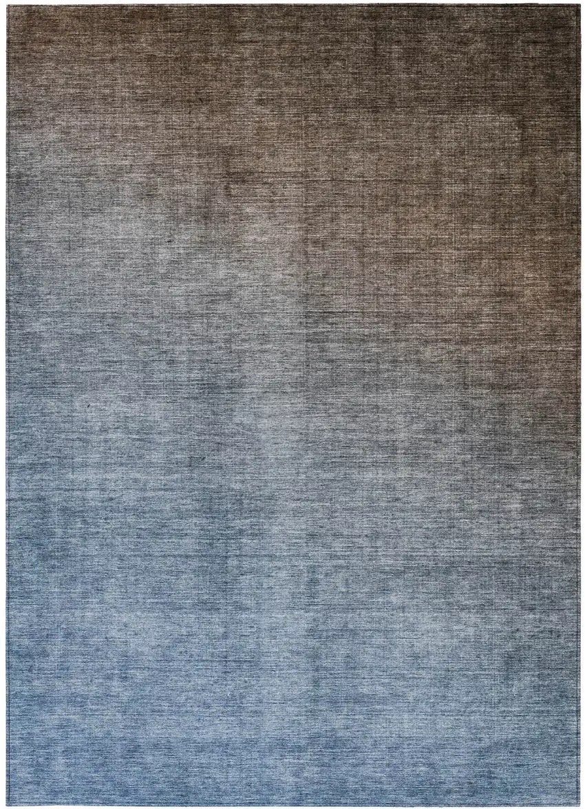 3' X 4' Blue and Green Ombre Washable Non Skid Indoor Outdoor Area Rug Photo 4