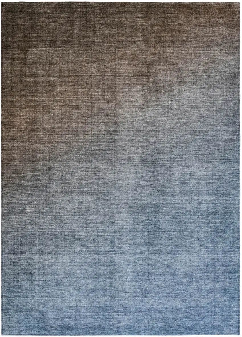 3' X 5' Blue and Green Ombre Washable Non Skid Indoor Outdoor Area Rug Photo 2