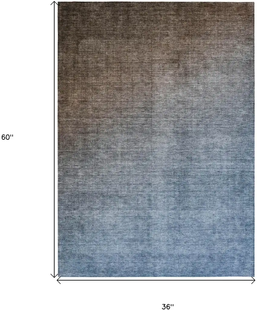 Blue and Green Ombre Washable Non Skid Indoor Outdoor Area Rug Photo 3