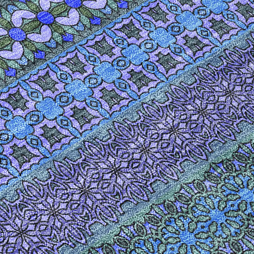 3' X 4' Blue and Green Striped Washable Non Skid Indoor Outdoor Area Rug Photo 7