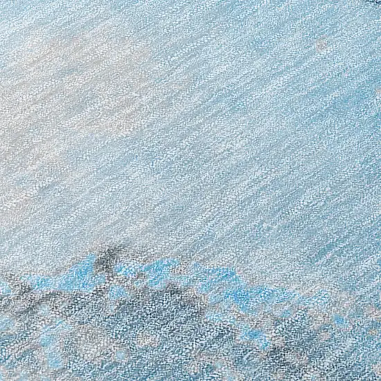 Blue and Ivory Abstract Washable Non Skid Indoor Outdoor Area Rug Photo 8