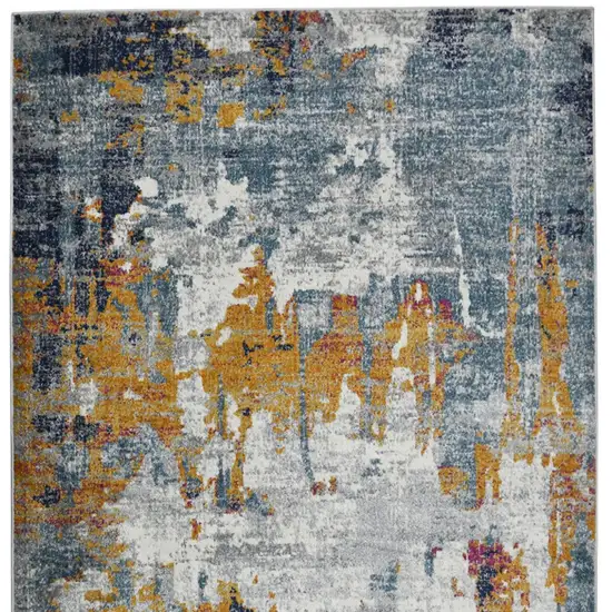 3' X 5' Blue and Orange Abstract Power Loom Area Rug Photo 9